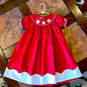 Red Santa Smocked Dress
